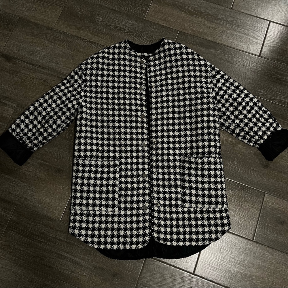 Zara houndstooth textured padded jacket